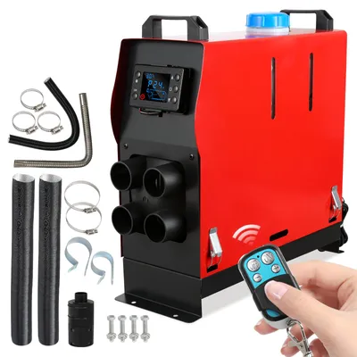 Obrázok produktu pre Vigevee 12V, dieselový stojanový ohrievač, 8 kW, vertikálny ohrievač vzduchu, dieselový ohrievač, ohrievač vzduchu pre auto, nákladné vozidlo, karavan, obytný automobil, autobus, s LCD displejom, diaľkové ovládanie, červený