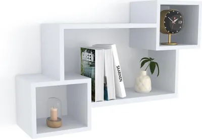 Produktbild von Wandregal Weiß - Modernes Hängeregal für Bücher & Deko, Regal zum Aufhängen aus Holz, für Wohnzimmer, Kinderzimmer, Bad & Küche, horizontal vertikal