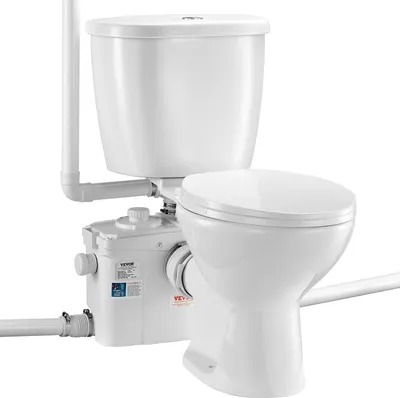 Immagine prodotto di Sistema di toilette VEVOR con potente pompa maceratore da 800 W, toilette con scarico posteriore e scarico a galleggiamento