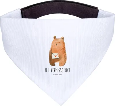 Produktbild von Mr. & Mrs. Panda Hunde Halstuch Bär Liebesbrief - Weiß - Geschenk, Vermissen, Teddy, Freundin, Tuch, Hundehalstuch, Hund, Für, Liebeskummer, Partner, Freund
