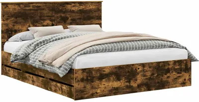Produktbild von vidaXL Bettrahmen Geräucherte Eiche 120 x 190 cm Massives Kiefernholz