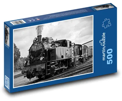 Zdjęcie produktu dla Puzzle 500 Historyczna lokomotywa parowa na torach - martinpuzzle