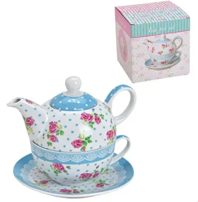 Produktbild von Porzellan-Teekannen-Set Tea for One mit Teekanne, Tasse und Unterteller, 3-teilig in Geschenkbox