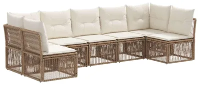 Immagine prodotto di Set di divani da giardino 7 pezzi Beige poly rattan