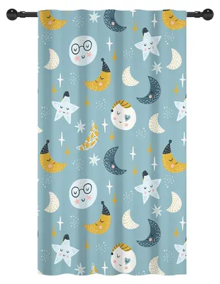 Kinder-Gardine 107x160 cm, Mond Sterne Planeten, 1 Paneel