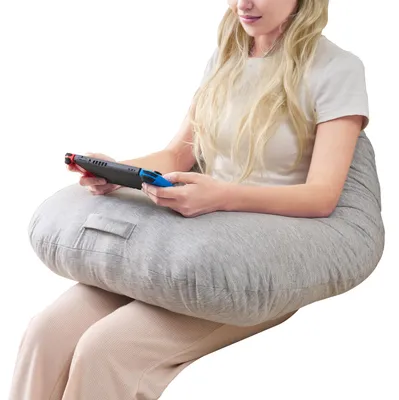 Image de Coussin de lecture avec accoudoir, coussin de posture pour les genoux, housse lavable (gris rafraîchissant)