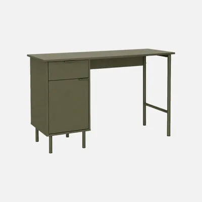 Produktbild von sweeek - Schreibtisch mit Metall und Holzdekor 1 Schublade und 1 Tür - Khaki