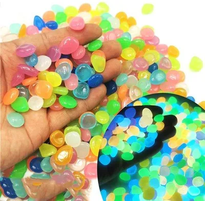 Produktbild von Allecto – 300 Stück leuchtende Steine in verschiedenen Farben – Dekoration für Aquarien – Geeignet für Terrarien und Gärten – Kieselsteine – Dekoration für Kinderzimmer