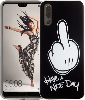 Produktbild von Handy Hülle für Huawei P20 Mittelfinger Smartphone Cover Bumper Schale Etuis