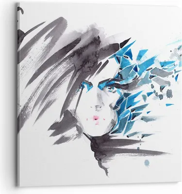 Produktbild von Bild auf Leinwand - Leinwandbild - Frau Gesicht Illustration Make-up - 70x70cm - Wand Bild - Wanddeko - Leinwanddruck - Bilder - Kunstdruck - Leinwand bilder - Wandkunst - AC70x70-3020