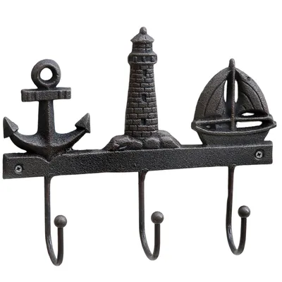 Produktbild von Hakenleiste "Maritim" aus Gußeisen mit 3 Haken L 20,5 cm