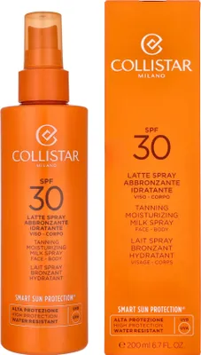 Produktbild von Collistar Tanning Moisturizing Milk Spray SPF30, Sonnenmilch, Gesicht & Körper, Flasche, Feuchtigkeitsspendend, Nährend, Schutz, Weichmachend, 200 ml, Unisex