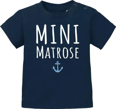 Produktbild von Baby T-Shirt kurzarm Aufdruck Mini Matrose Anker Grafik Print Babykleidung Bedruckt Jungen Mädchen Shirt Moonworks®