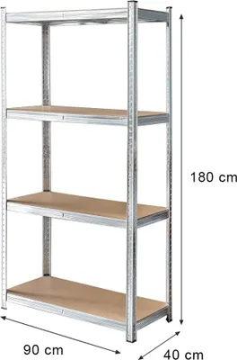 Zdjęcie produktu dla Regał metalowy magazynowy półkowy 2w1 Mega-M Basic 180x90x40 cm 4 półki 175kg ocynk