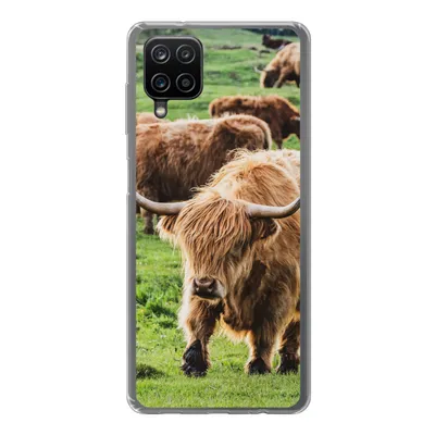 Produktbild von MuchoWow® Handyhülle Schutzhülle Hülle für Samsung Galaxy A12 Schottische Highlander - Tiere - Gras Silikon Softcase Handy Hülle - Bild