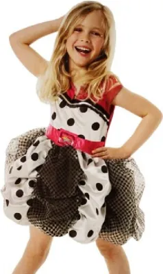 Produktbild von R883871-M schwarz-weiß-pink Hannah Montana Kleid-Kostüm Gr.M