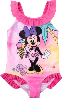 Produktbild von Disney Minnie Mouse Badeanzug mit Rüschen für Mädchen - Kinder Schwimmanzug Pink, Größe:122-128
