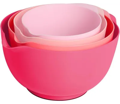 Productafbeelding van BoxedHome Rührkompleet, 4-delig, kunststof, saladeschaal, antislip, stapelbaar, kleurverloop roze, serveerschaaltjes voor de keuken