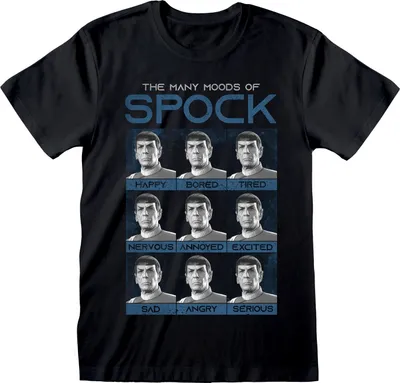 Produktbild von Uni Kurzarm-T-Shirt Star Trek Many Mood Of Spock Schwarz - M