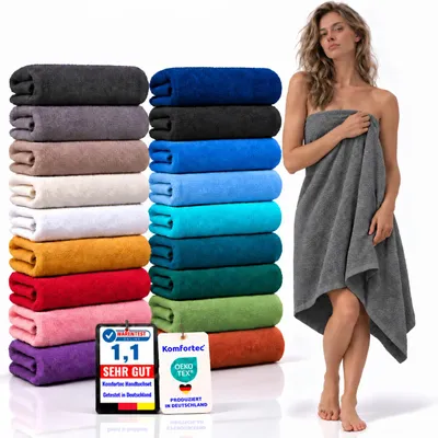 Zdjęcie produktu dla Ręcznik kąpielowy Komfortec 100 x 200 cm, 100% bawełna, ręcznik do sauny XXL, miękki, duży, frotte, szybkoschnący, srebrny, Obraz wygenerowany przez AI