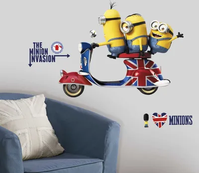 Obrázek produktu pro RoomMates - Minions on Vespa - nástěnné tetování samolepky na zeď