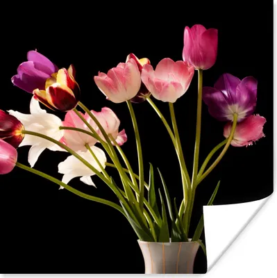 Produktbild von MuchoWow® Poster Tulpen - Stilleben - Blumen 75x75 cm - Wand Dekoration
