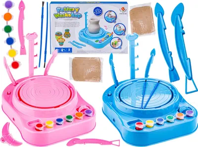 Produktbild von Rosa, blaue Töpferscheibe - Little Artist - Farben, Paste, Scheibe, Werkzeuge