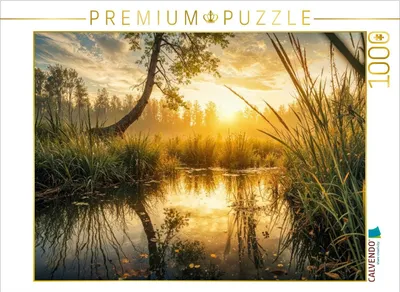 Produktbild von CALVENDO Puzzle Ein Natursee spiegelt die aufgehende Sonne – der Sommer zeigt seine stille Seite | 1000 Teile Lege-Größe 64 × 48 cm Foto-Puzzle für glückliche Stunden