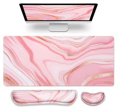 Produktbild von XXL Gaming Mauspad mit Handballenauflage 800x305 mm Rosa Gold