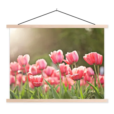 Produktbild von MuchoWow® Textilposter Tulpen - Sonne - Frühling 40x30 cm mit holzfarbenen Rahmen - Bilder