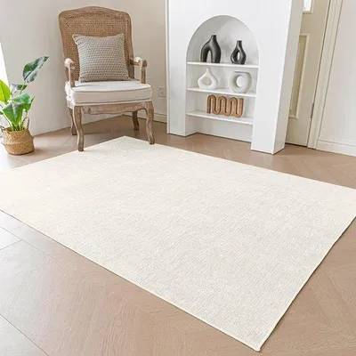 Image de Tapis Famanu en chenille, antidérapant, couleur beige - 120x160 cm