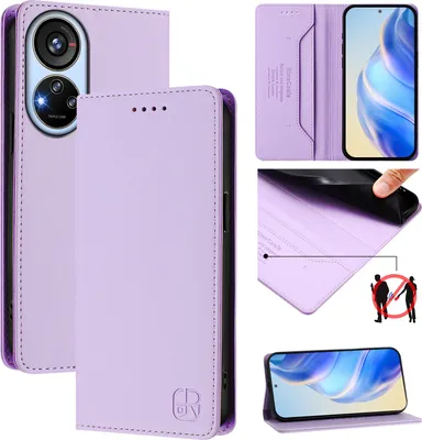 Produktbild von Lederhülle für ZTE Blade V40S Hülle Flip Brieftasche Kartenfächern Ständer Schutzhülle Violett