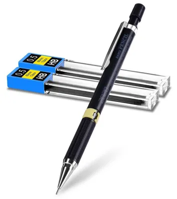 Immagine prodotto di Set di matite a grafite da 0,5 mm con 2 mine HB (24 pezzi). Matita meccanica in metallo, ideale per studenti, uffici, disegno e uso generale