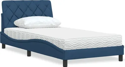 Produktbild von Bett mit Matratze Blau 100x200 cm Stoff