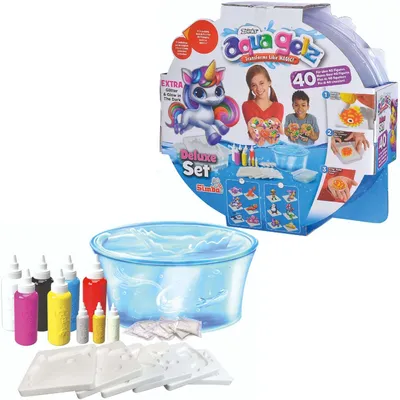 A product shot of the SIMBA Aqua Gelz Deluxe Set, showing the packaging and all the included components.