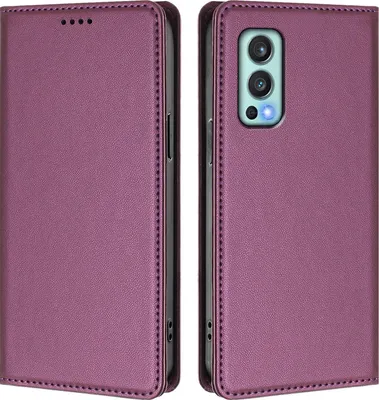 Immagine prodotto di Custodia in pelle per OnePlus Nord 2 5G, custodia magnetica in Finto cuoio con supporto Viola