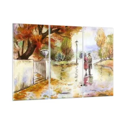 Produktbild von Bilder auf glas - Wetter regen herbst park - 105x70cm - Glasbilder - Wandbilder - Kunstdruck - zum Aufhängen bereit - Wanddekoration aus Glas - Glas Bilder - Wandbild auf Glas - GCE105x70-2914