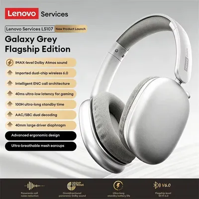 Produktbild von Lenovo LES-107 Bluetooth Kopfhörer kabellos faltbar 26h Akku Over Ear Gaming Headset Silber