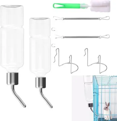 Produktbild von Hängende Haustierwasserflaschen, Kaninchen -Trinkflaschenhalter, Flasche, Kaninchen, Meerschweinchen, Hamster, Chinchillas, Pack 2