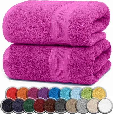 Produktbild von Frottier Badetücher 2er Pack 100x150cm, 100% Baumwolle, Pink