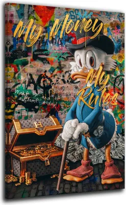 Produktbild von Duck Pop Art My Rules Wandbild Leinwandbild Deko Kunst XL: 60x90x2cm