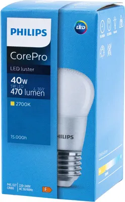The image shows the packaging of a Philips LED light bulb.