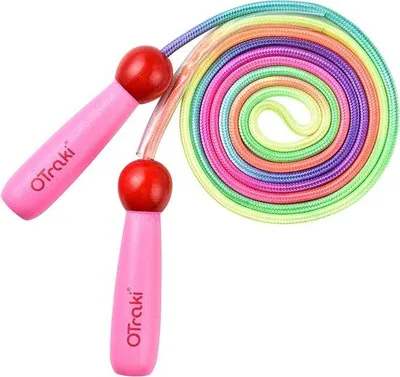 Image de Corde pour enfants (filles/garçons) avec poignée en bois, rose, 2,5 m