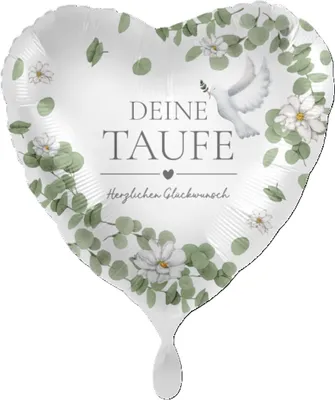 Produktbild von 18"/Ø43cm Herz Folienballon  "Deine Taufe"