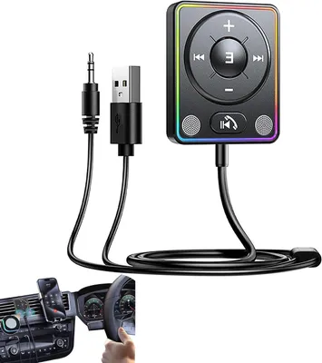 Immagine prodotto di Adattatore Bluetooth per auto - Ricevitore audio - Streaming musicale e chiamate - Doppio microfono con cancellazione del rumore - Bluetooth 5.3 - Nero