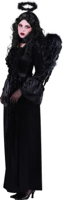 Produktbild von T2786-0101-M schwarz Damen Schwarzer Engel Vampirkleid lang Gr.M