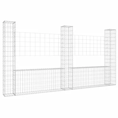Produktbild von vidaXL Gabionenkorb U-Form mit 3 Säulen Eisen 260x20x150 cm