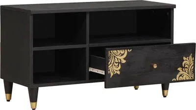 Immagine prodotto di vidaXL Mobile TV con ripiano nero 80 x 33 x 46 cm in legno massiccio di mango