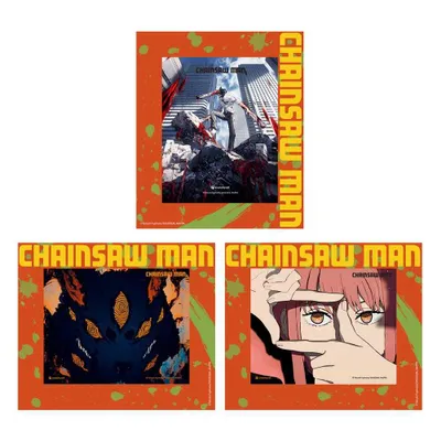 Produktbild von Sakami Merchandise Chainsaw Man 3D-Effekt Karten im Rahmen 3er Set 17 x 13 cm