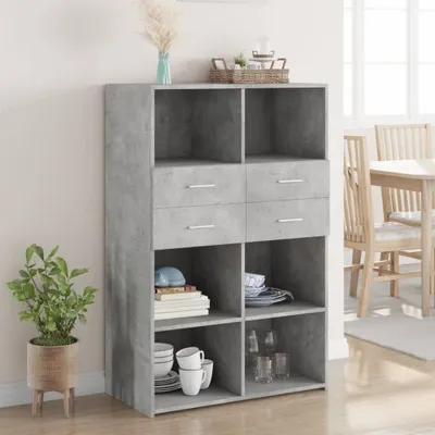 Obrázok produktu pre vidaXL Highboard concrete grey 80x42,5x124 cm materiál na báze dreva
